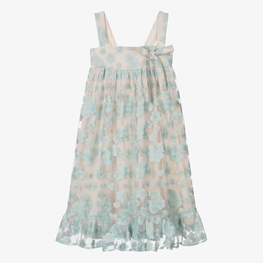 Petite Amalie-Teen Girls Turquoise Blue Embroidered Tulle Dress | Childrensalon