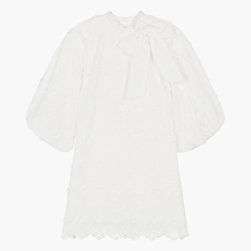 Petite Amalie-Teen Girls White Embroidered Floral Dress | Childrensalon