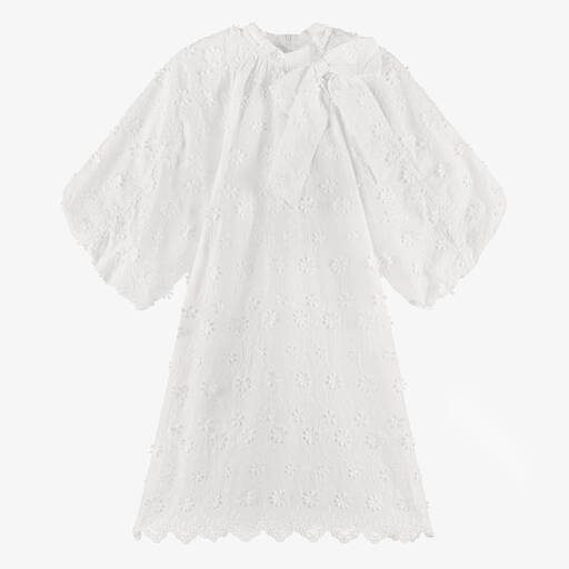 Petite Amalie-Teen Girls White Embroidered Floral Dress | Childrensalon