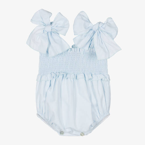 Phi Clothing-Barboteuse bleue en coton bébé fille | Childrensalon
