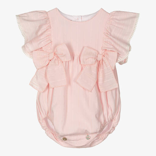 Phi Clothing-Baby Girls Pink Cotton Bow Shortie | Childrensalon
