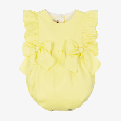 Phi Clothing-Желтый хлопковый песочник для малышек | Childrensalon