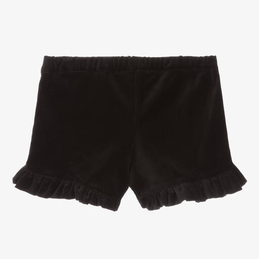 Phi Clothing-Girls Black Cotton Velvet Shorts | Childrensalon