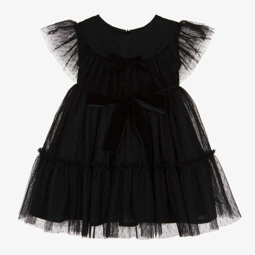 Phi Clothing-Robe noire en tulle fille | Childrensalon