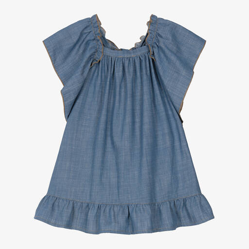 Phi Clothing-Girls Blue Denim Dress | Childrensalon