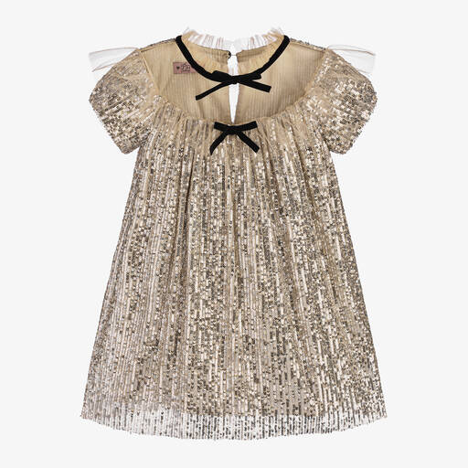 Phi Clothing-Girls Gold & Silver Sequin Dress | Childrensalon
