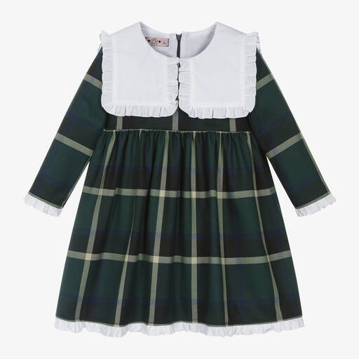 Phi Clothing-Girls Green Tartan Dress | Childrensalon