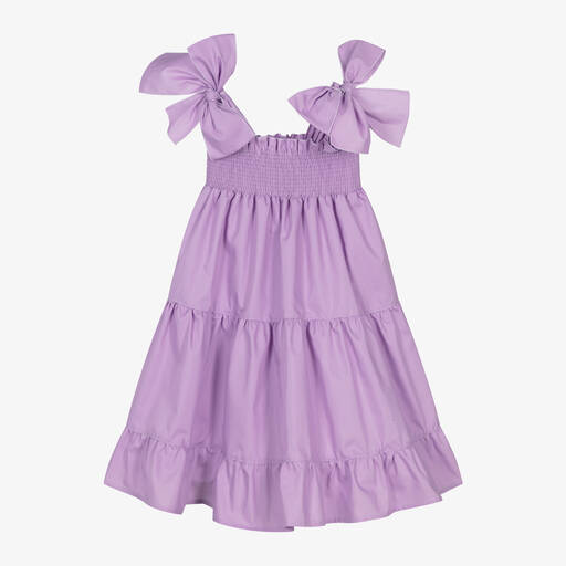 Phi Clothing-Girls Lilac Purple Cotton Dress | Childrensalon