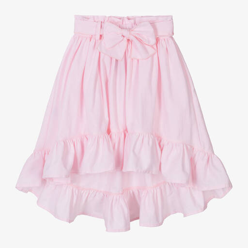 Phi Clothing-Jupe rose en coton à nœud fille | Childrensalon