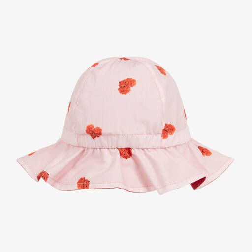 Phi Clothing-Girls Pink Cotton Heart Sun Hat | Childrensalon