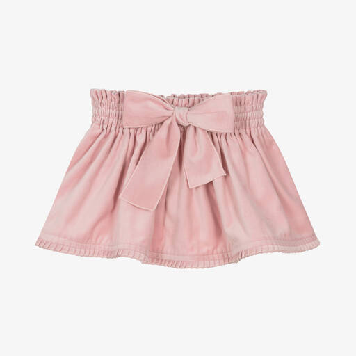 Phi Clothing-Girls Pink Velvet Bow Skirt | Childrensalon