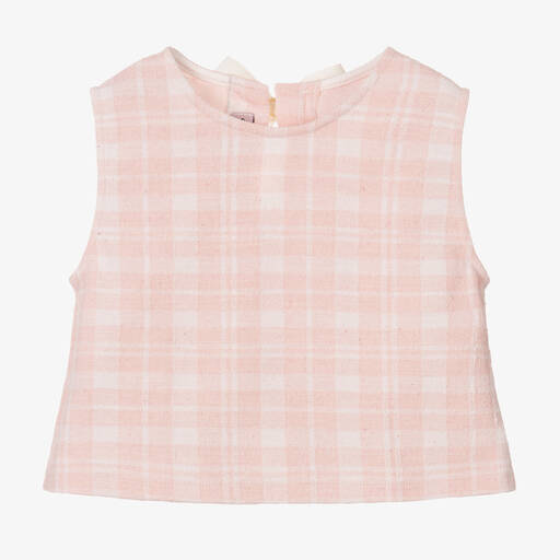 Phi Clothing-Хлопковый топ в розово-белую клетку для девочек | Childrensalon