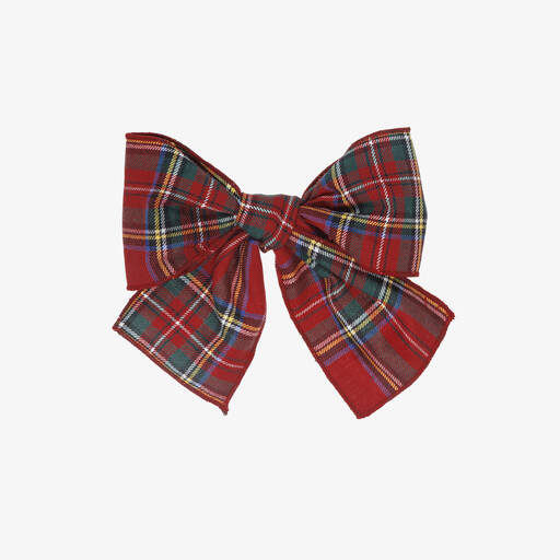 Phi Clothing-Girls Red Tartan Bow Hair Clip (15cm) | Childrensalon