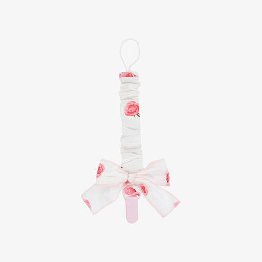Phi Clothing-White & Pink Floral Cotton Dummy Clip | Childrensalon