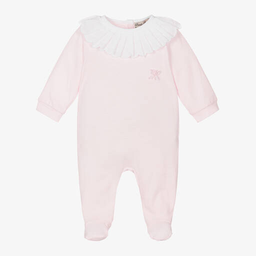 Piccola Speranza-Baby Girls Pink Cotton Babygrow | Childrensalon
