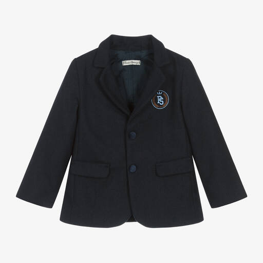 Piccola Speranza-Boys Navy Blue Wool Blazer | Childrensalon