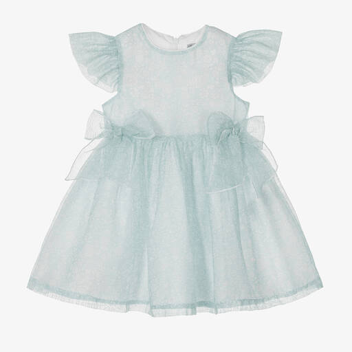 Piccola Speranza-Girls Mint Green Floral Chiffon Dress  | Childrensalon