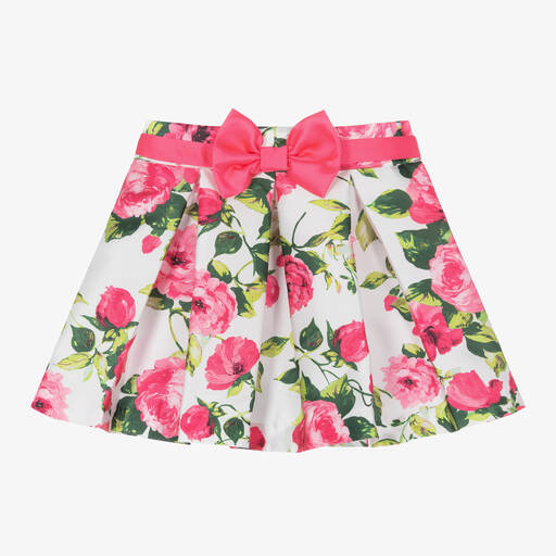 Piccola Speranza-Girls Pink Floral Satin Skirt | Childrensalon