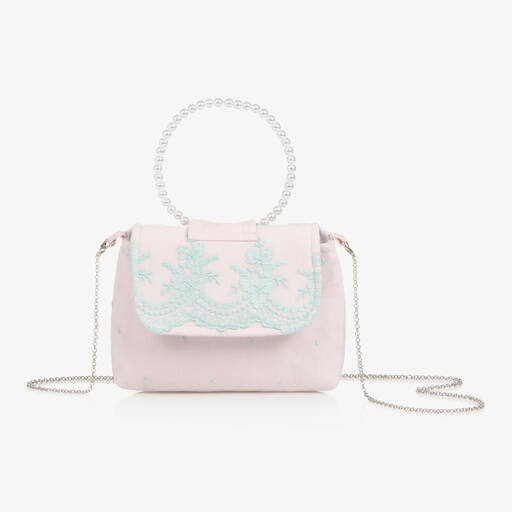 Piccola Speranza-Girls Pink Lace & Tulle Handbag (18cm) | Childrensalon