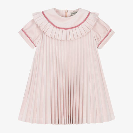 Piccola Speranza-Розовое бархатное платье с плиссировкой для девочек | Childrensalon
