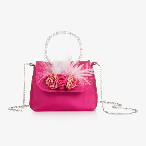 Piccola Speranza-Girls Pink Satin Twill Handbag (18cm) | Childrensalon