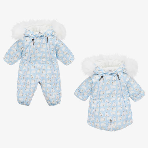 Pilguni-Blauer Eisbär-Schneeanzug für Babys | Childrensalon