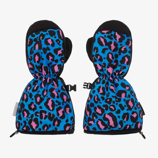 Pilguni-Moufles de ski imprimé léopard bleu | Childrensalon