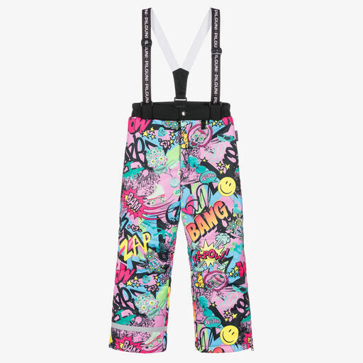 Pilguni-Girls Pink Graffiti Ski Trousers | Childrensalon