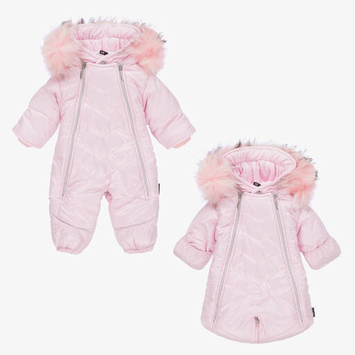 Pilguni-Pink 2-in-1 Baby Snowsuit | Childrensalon