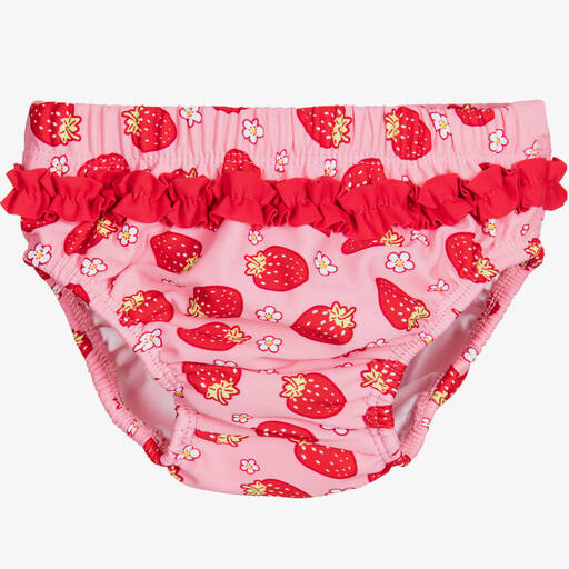 Playshoes-Culotte de bain rose et rouge bébé fille  | Childrensalon