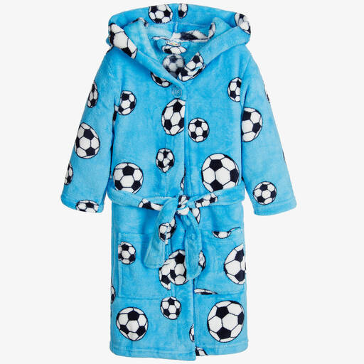 Playshoes-Blue Football Fleece Bathrobe | Childrensalon