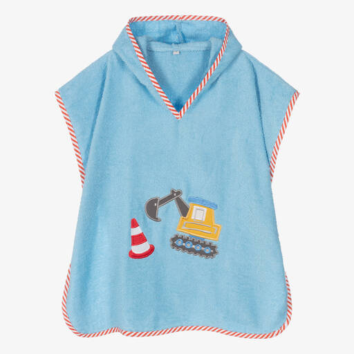 Playshoes-Boys Blue Cotton Digger Poncho Towel | Childrensalon