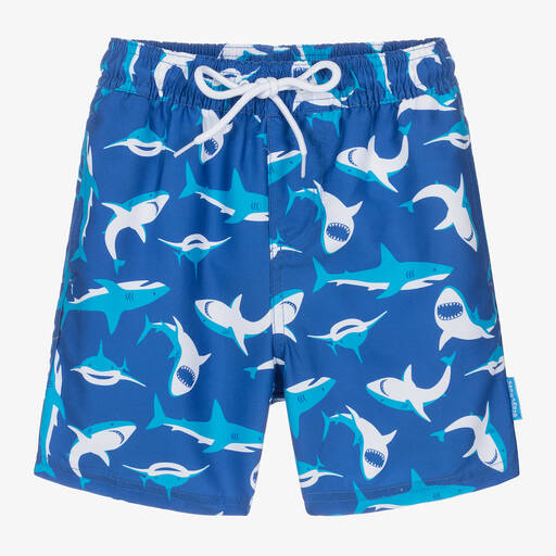 Playshoes-Boys Blue Sharks Swim Shorts (UPF50+) | Childrensalon