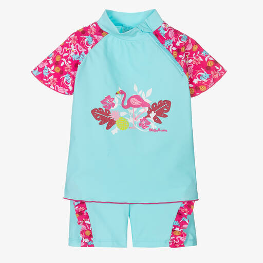 Playshoes-Голубо-розовый топ и шорты-плавки для девочек (UPF50+) | Childrensalon