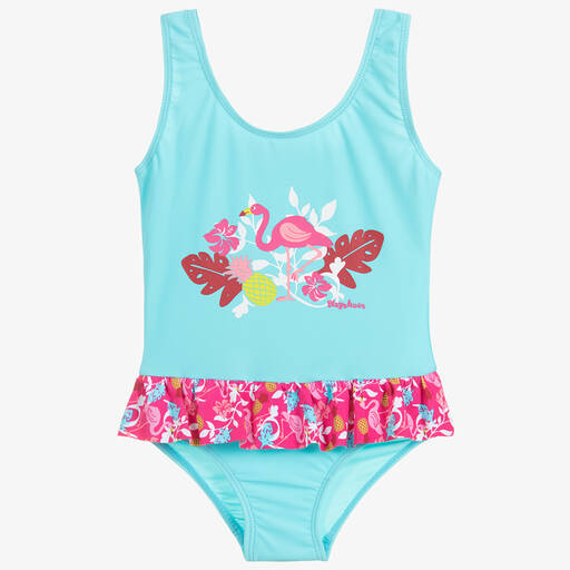 Playshoes-Girls Blue & Pink Swimsuit (UPF50+) | Childrensalon