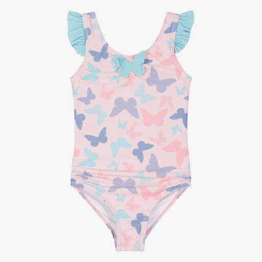 Playshoes-Girls Pink Butterfly Swimsuit (UPF50+) | Childrensalon