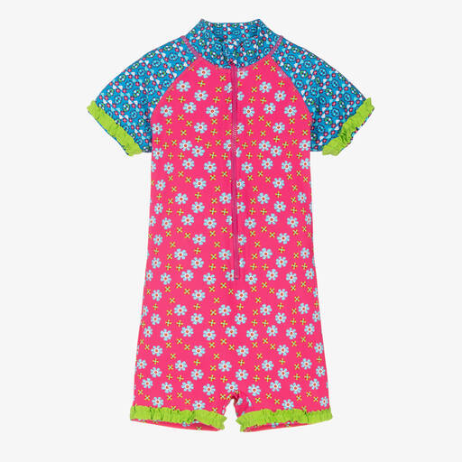 Playshoes-Girls Pink Floral Sun Suit (UPF50+) | Childrensalon