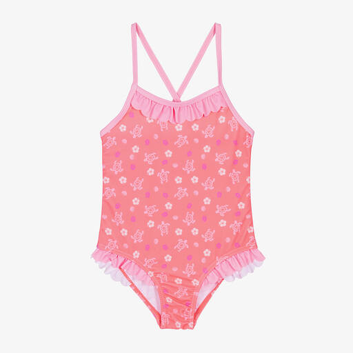 Playshoes-Girls Pink Floral Swimsuit (UPF40+) | Childrensalon