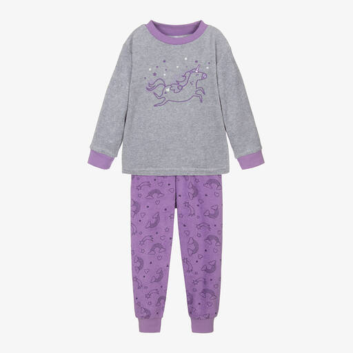 Playshoes-Girls Purple Towelling Pyjamas | Childrensalon