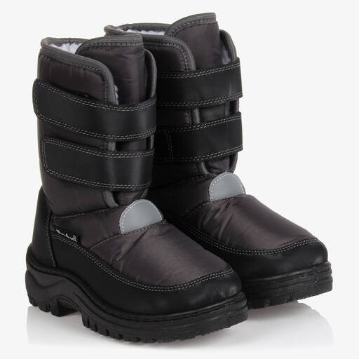 Playshoes-Grey Velcro Snow Boots | Childrensalon