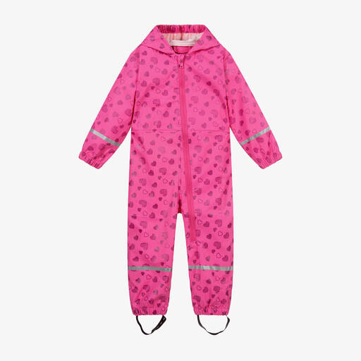 Playshoes-Pink Heart Print Rain Suit | Childrensalon