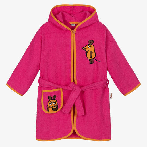 Playshoes-Pink Mouse Towelling Bathrobe | Childrensalon