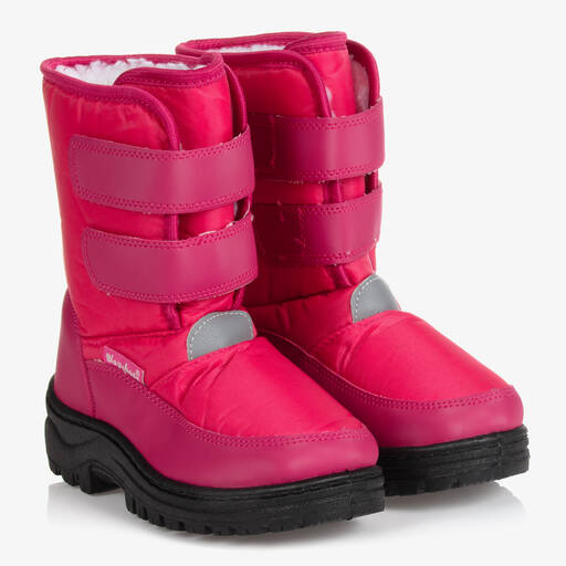 Playshoes-بوت للثلج بشريط لاصق لون زهري للبنات | Childrensalon