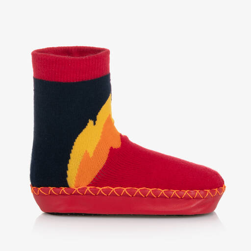 Playshoes-Красные тапочки-носки с пожарной машиной | Childrensalon