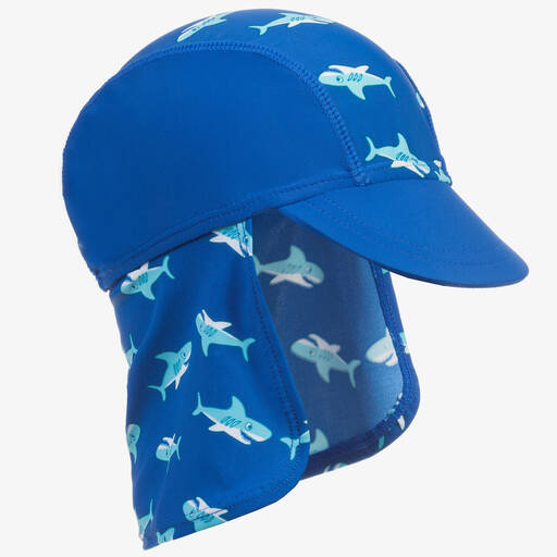 Playshoes-Casquette à protection solaire bleue Requin (UPF 50+) | Childrensalon