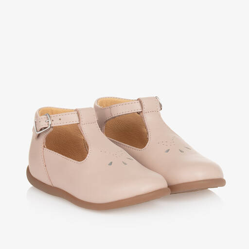 Pom d'Api-Baby Girls Pink Leather First Walker Shoes | Childrensalon