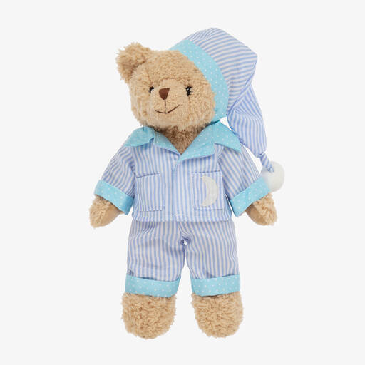 Powell Craft-Nounours en pyjama rayé bleu 34 cm | Childrensalon