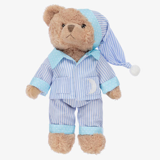 Powell Craft-Blue Stripe Pyjama Teddy Bear (34cm) | Childrensalon