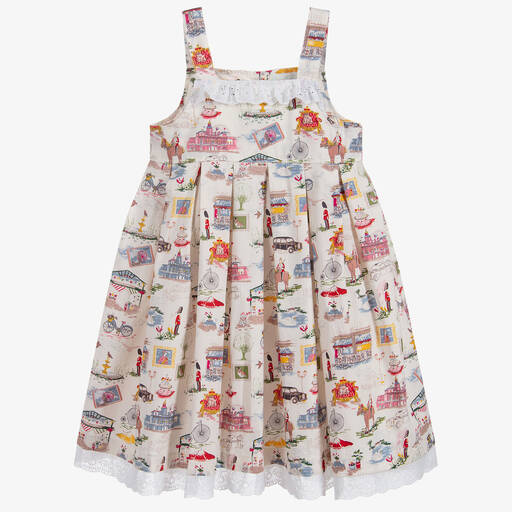 Powell Craft-Girls Ivory Cotton Dress | Childrensalon