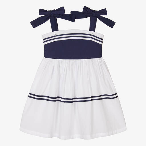 Powell Craft-Girls Navy Blue & White Dress | Childrensalon